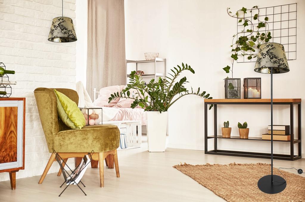 Stehlampe, Stehend, Metall, Lampenschirm mit Kegelmuster