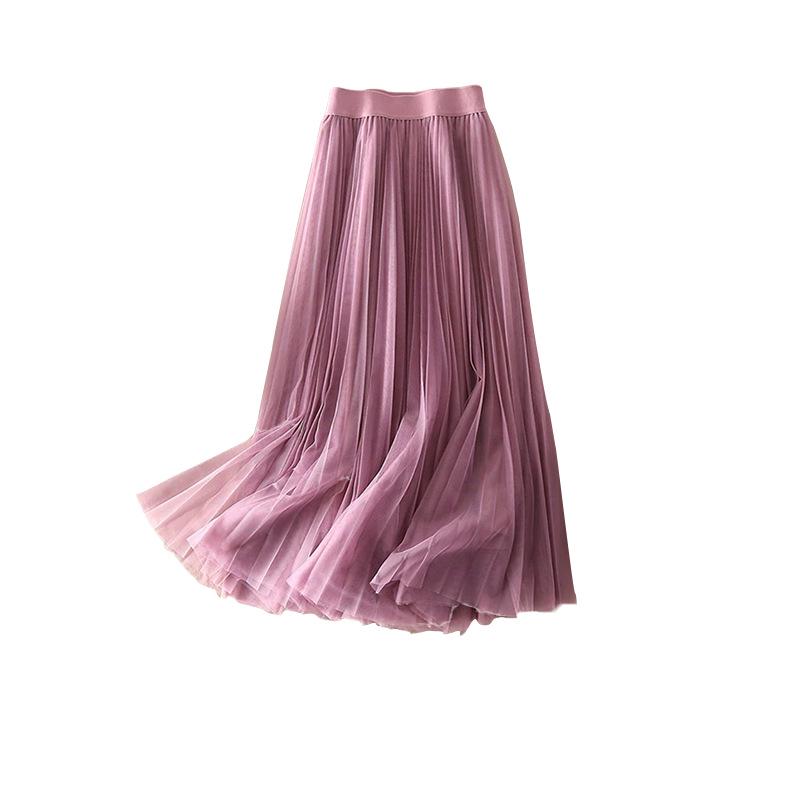 Round Versatile Three-Layer Mesh Pleated Long Skirt for Women - 6-Meter Wide Hem, 2026 Spring/Summer Collection