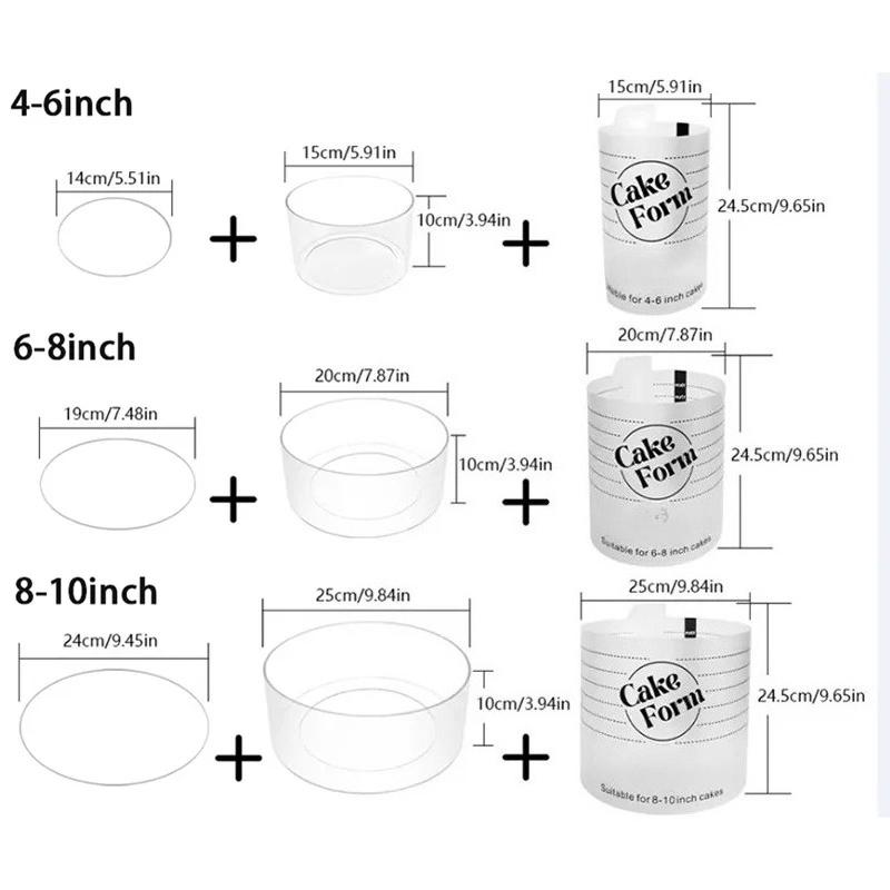 4-10 colių reguliuojamas apvalus torto žiedas, ištraukiamas fondanto įrankis, putėsių torto žiedas, akrilinis apskritimas, kepimo žiedas, torto dekoravimo įrankiai