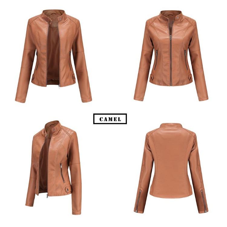 Yeni Moda Oversize Crop Racer Biker Ceket Kadın PU Suni Deri Motosiklet Bomber Mont İnce Fermuarlı Günlük Dış Giyim Plus Size S'den 4XL'e