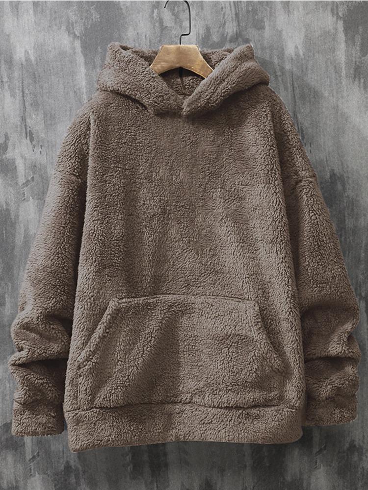 Autumn & Winter Slim Long-sleeved Coral Velvet Personality Wind Casual Men's Hooded Sweater Moisture Wicking Comfortable Skin-friendly Breathable Tops