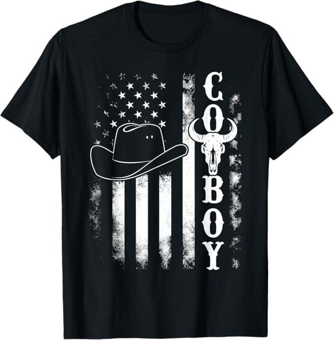 Western Country Men Teen Boy Kid Rodeo Southern Retro Cowboy T-Shirt