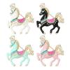 Brooch Zinc Alloy Enamel Pin Carousel Horse Pin with Rhinestones Encrusted Saddle Mane Coat Bag Hat Scarf Accessory