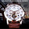 FORSINING Men's Tourbillon Large Dial Automatic Mechanical Watch with Year and Week Display.