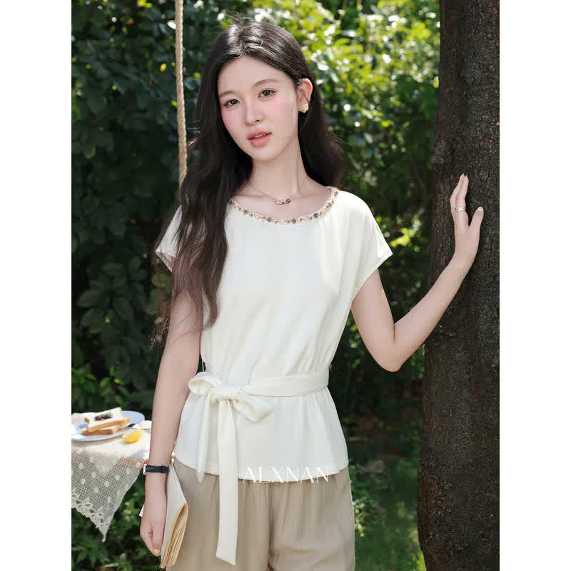 Women s Casual Round Neck Short Sleeve T-Shirt M