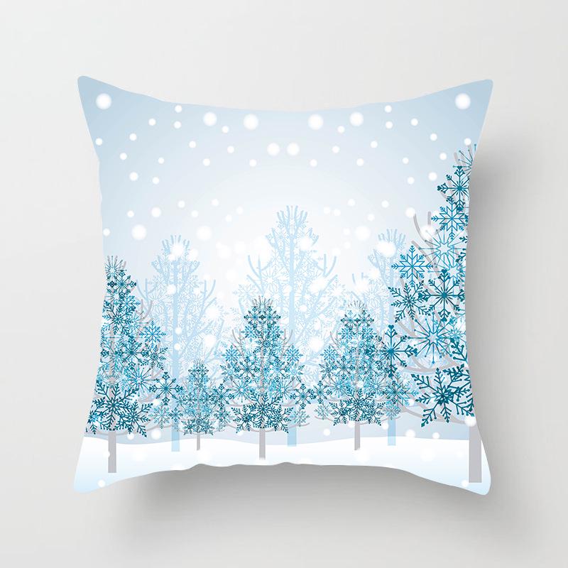 Wish Home Christmas Snowflake Digital Printing Peach Skin Car Pillow Cushion Pillow Case