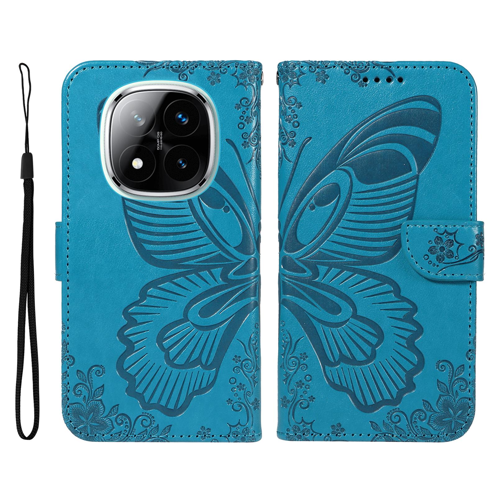 

Для Xiaomi Redmi Note 14 Pro+ 5G/Note 14 Pro 5G/Poco X7 5G Чохол Шкіряний Гаманець Книжка Чохол для Телефону з Візерунком Метелика Blue