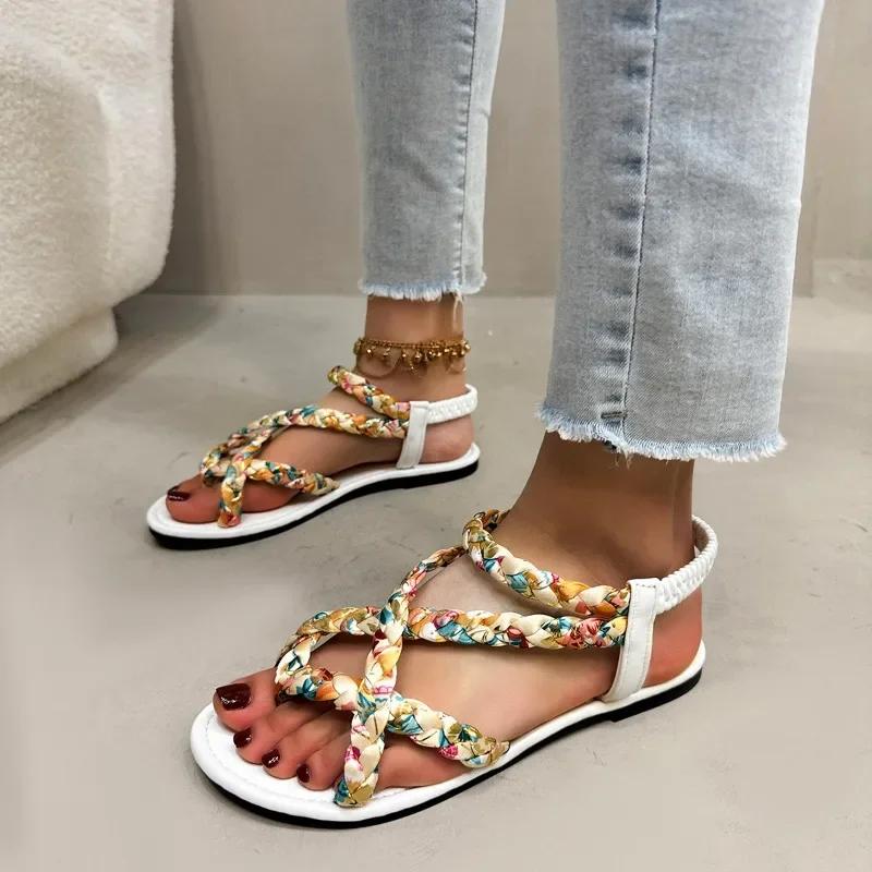 Fashion Ladies Shoes New Hot Sale Slip On Women's Sandals Fashion Printing Casual Women Summer Footwear Best Seller Designer Flat Sandal