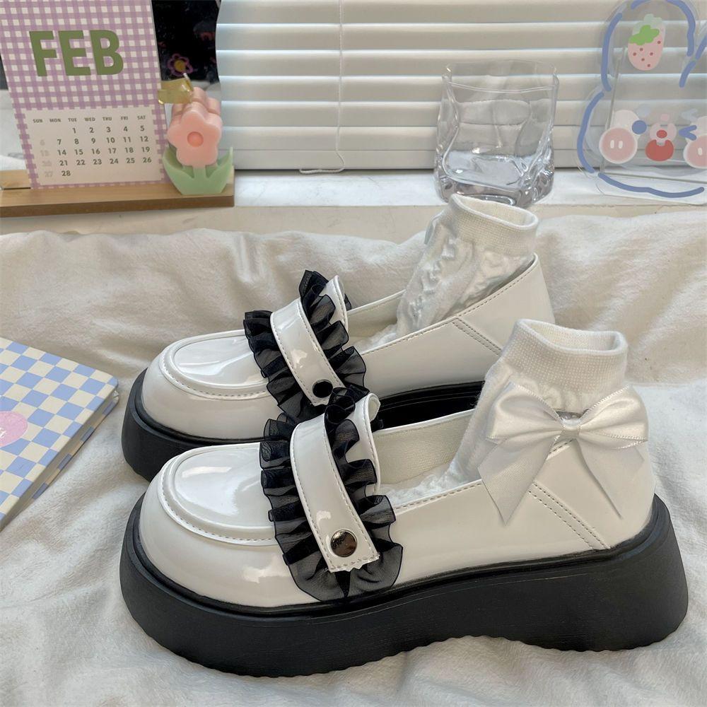 Fashion Mary Jane Shoes for Women Cute Platform Round Toe Black Woman Pumps Non Slip Fashion Korean Style 2025 Trend Chic Point Popular