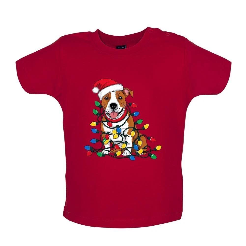 

Staffordshire Bull Terrier / Babygrow Baby T-Shirt - Christmas Xmas Staffy Dog 140
