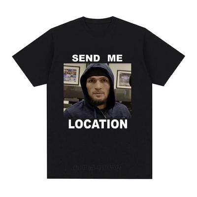 Khabib Envíame Ubicación Camiseta Gráfica Moda Harajuku Manga Corta Camisetas de Mujer Hip Hop Vintage Camiseta Unisex