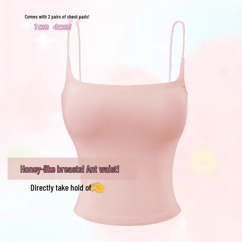 Women's Summer Fashionable Bandeau Camisole: Chest Pads, Open Back, Sexy Tank Top for Inner or Outer Wear