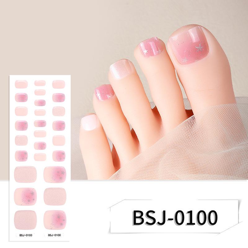 Semi-solid Gel Manicure Stickers, Toenail Stickers, Onion Pink Pearlescent Gradient Flash Semi-solid Nail Stickers