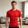 Herren Fitnessstudio Muskelshirt Rundhals Enganliegend Sportliches T-Shirt Atmungsaktives Formendes T-Shirt für Fitnessstudio Sport Outdoor Training Fitness