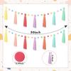 Colorful Boho Tassel Garland Rainbow Pom Pom Each 50'' Colorful Classroom Decoration Boho Banner for Kid Nursery Wall Decor Baby Shower Back To