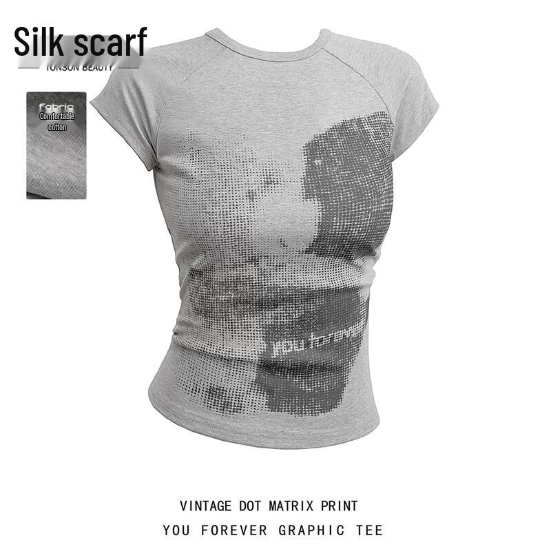 Women s Slim Fit Color Block Printed Round Neck T-shirt L