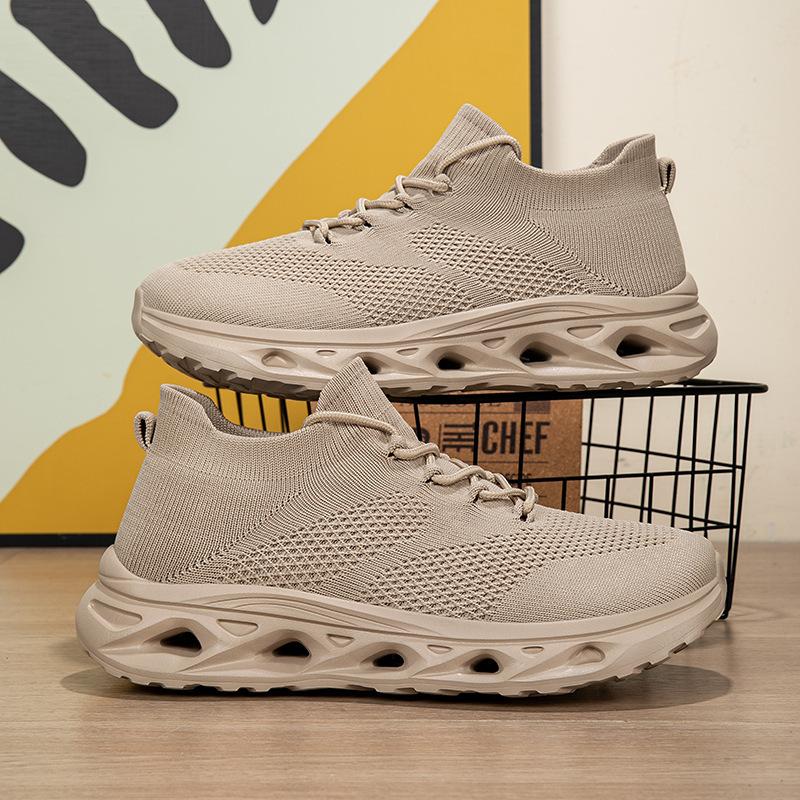 Wide-Footed Large-Size Men'S Shoes Sports Fly-Woven Mesh Shoes Breathable And Lightweight Soft-Soled Travel Walking Shoes Men