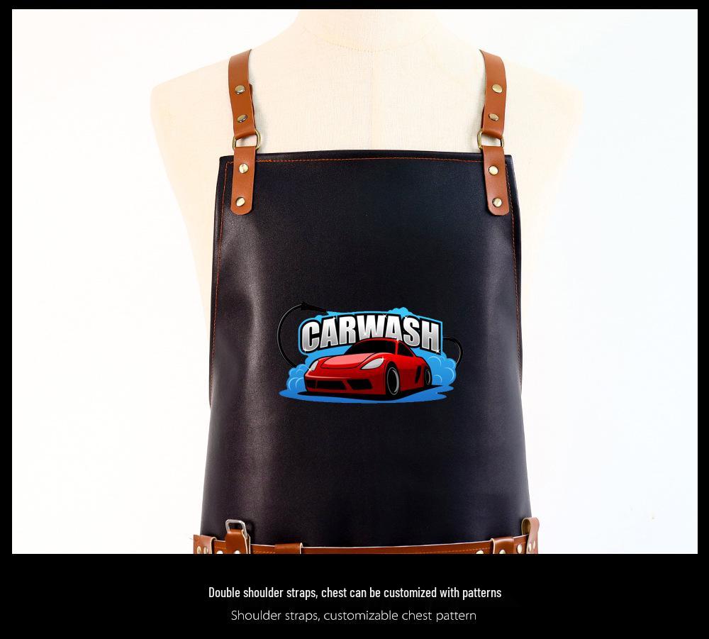 Retro-Style PU Leather Multi-Function Smock for BBQ, Gardening & Auto Repair
