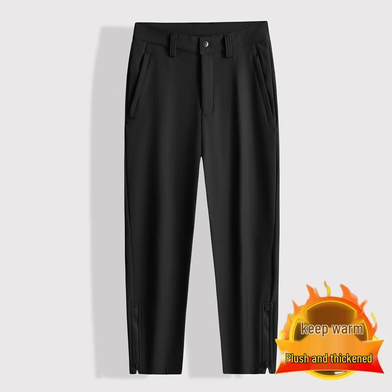 Dibinze Men's Plus Size Winter Fleece-Lined Casual Pants