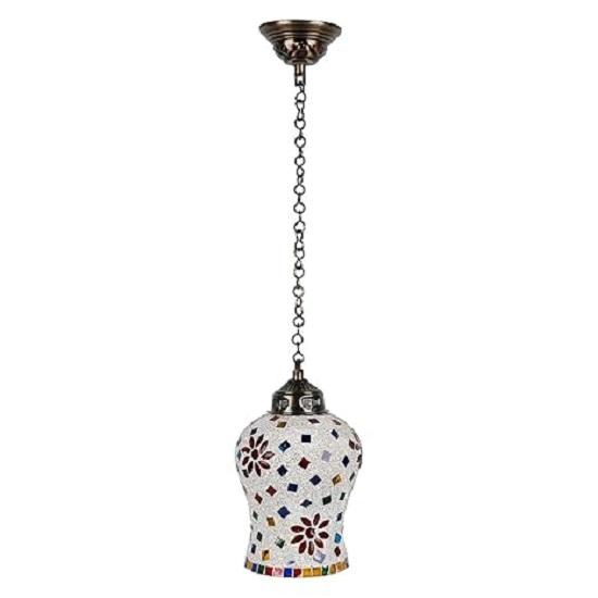 Multicolored Glass Mosaic Pendant Hanging Lamp - Handcrafted Home Lighting Fixture (Pack of 1)