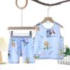 Summer Kids Cotton Silk Vest And Shorts Set Boys Girls Breathable Pajamas Home Wear Two Piece Outfit For Baby