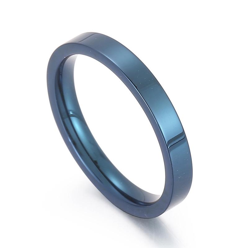 Multi-Color Titanium Steel Couple Pinky Rings - 3mm Polished Round Arc Design