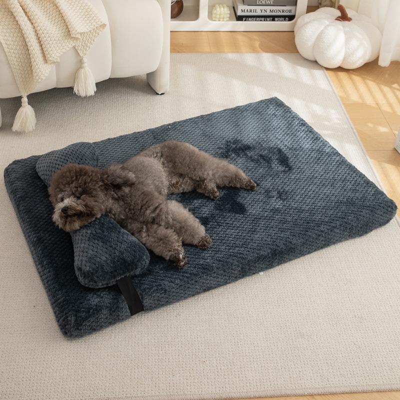 New Pineapple Lattice Pet Bed Warm Winter Cat Dog Cushion Soft Washable Mat Bedding for Medium Large Pets Cozy Home Nest