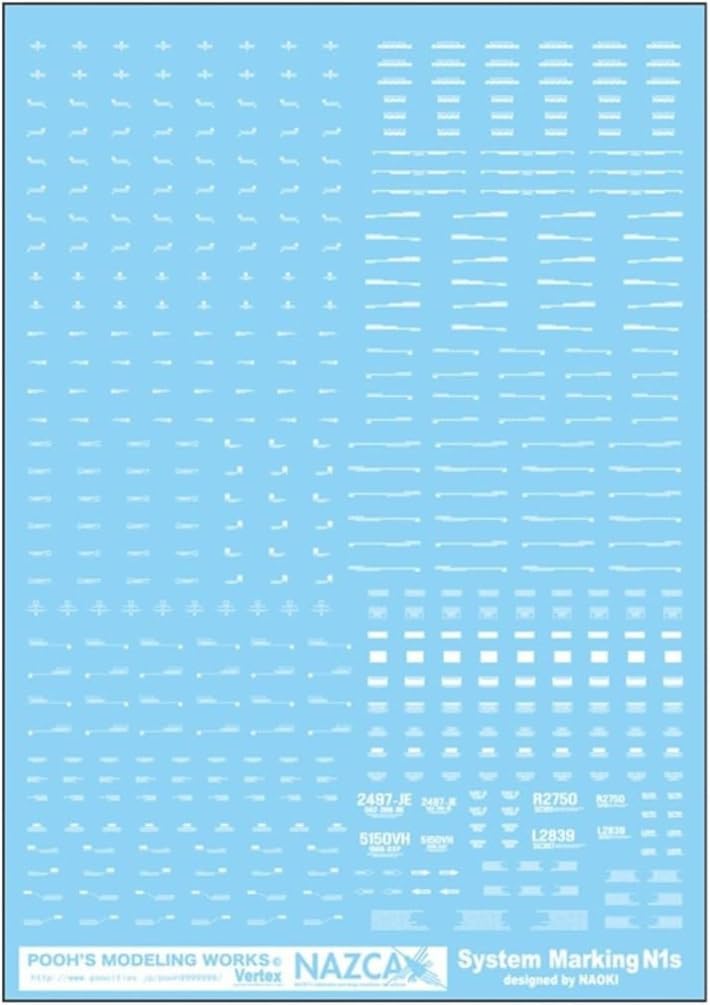 Modeling Works Vertex System Marking N1s White Plastic Model Decals Poo's VSC-N1sW