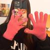 Monsterhandschuhe mit großem Maul, fünf Finger, niedlich, koreanische Version, aus Wolle gestrickt, verdickte Thermohandschuhe, Damen, Winter, zum Reiten, können Touchscreen bedienen