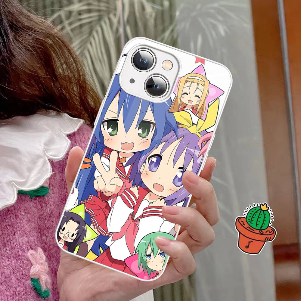 Anime Girl Lucky Star For IPhone 14 13 12 Mini 11 Pro XS Max X XR 14 Plus Tempered Glass Cover
