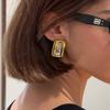 IngeSight.Z Exquisite Gold Color Square Shape Zircon Stud Earring Luxury 18K PVD Plated Stainless Steel Piercing Earring Jewelry