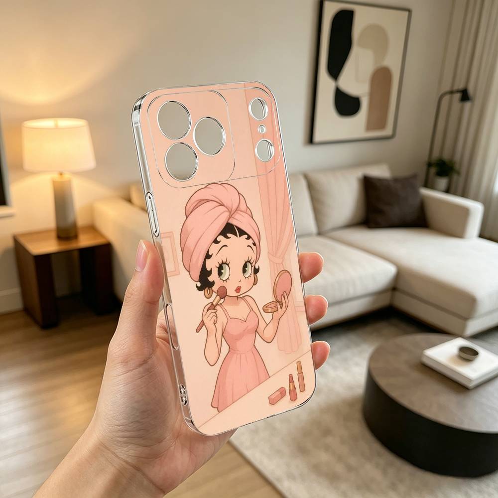 Classic Character B-Bettys Boops Gift Phone Case For iPhone 17 16 15 14 13 12 11 Mini Pro Max Plus Transparent Cover