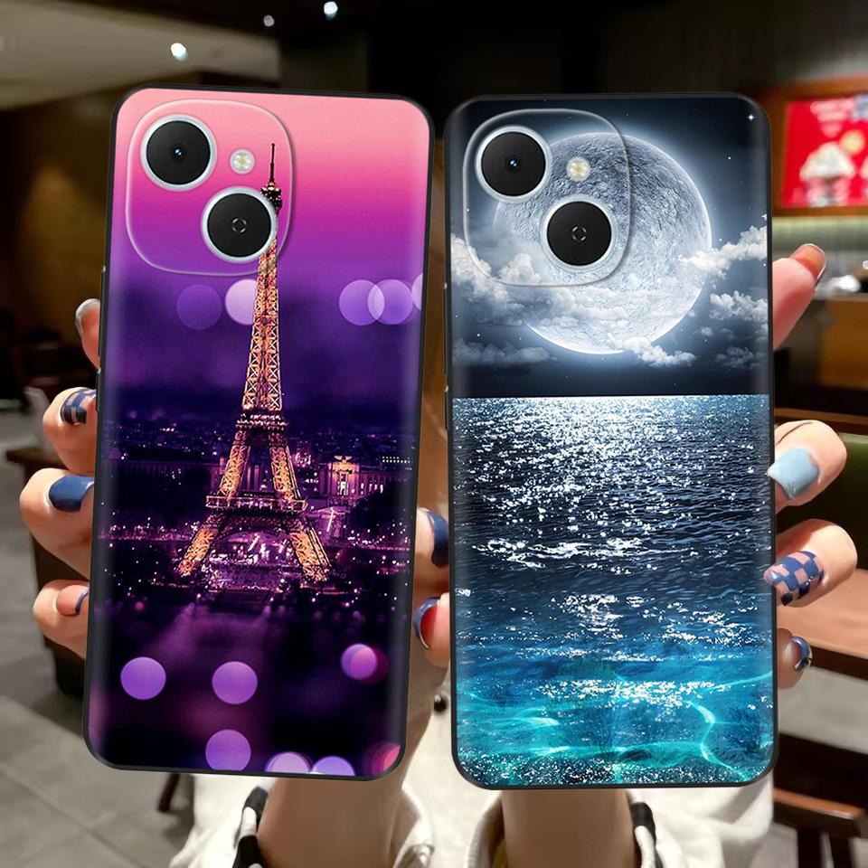For Tecno Spark 40C Case Flowers Soft Silicone TPU Phone Cases For Tecno Spark 40C Shockproof Cool Wolf Flowers Protective Cover