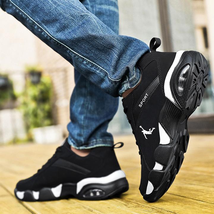 Herrenschuhe Sneakers Leder Dicke Sohle Schuhe Größe Groß