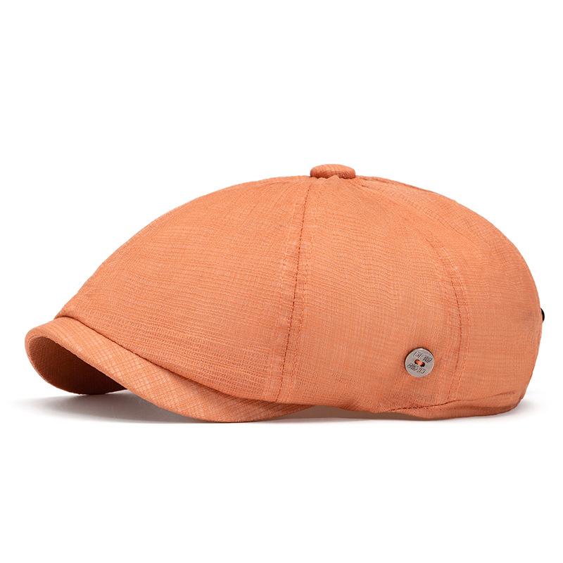 Men Women Spring Summer Beret British Solid Color Forward Cap Outdoor Sun Protection Newsboy Hat