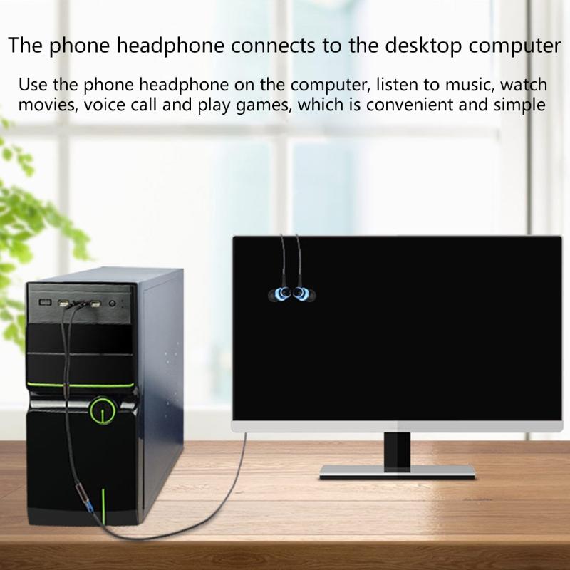 Universal Audio Wire Gold Plate Plugs Mobile Headset Becomes Computer Headset Adapters Headset Audio-Extend Cable