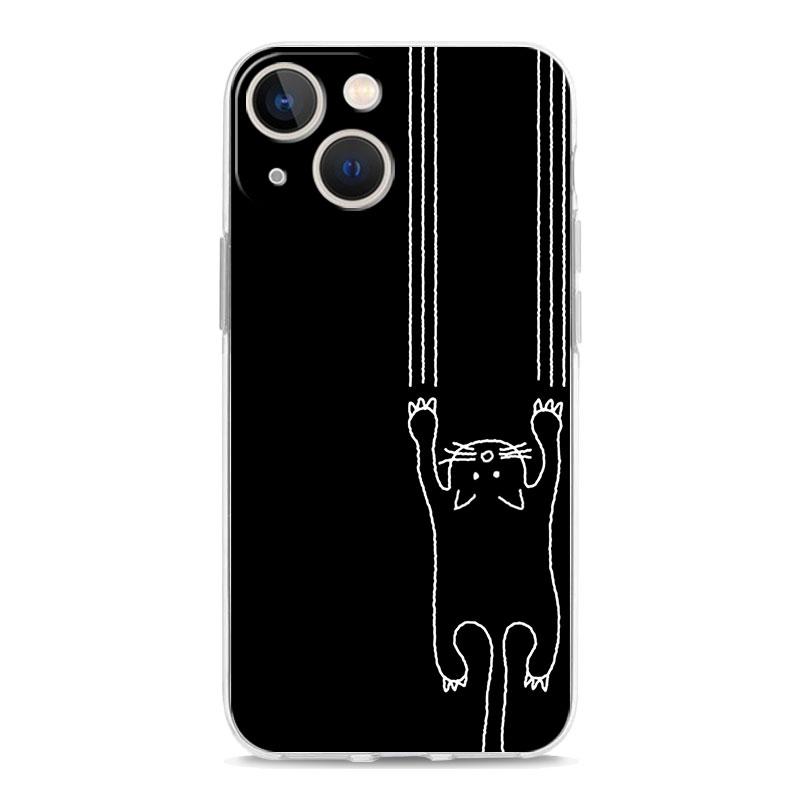 Phone Case For iPhone 17 Cases iPhone Air 16 15 12 13 14 Pro Max 7 8 Plus 16Pro iPhone11 Soft Cover Cat Line Black Cats