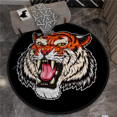 European and American Animal Flower Carpets Modern Ethnic Style Floor Mats Tiger Round Mats Living Room and Bedroom Round Carpets