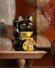 Lucky Cat Maneki Neko Right Paw Lucky Cat Maneki Neko Feng Shui Figurine with Offering Box (Lucky Cat) (S-SIZE Black) Raised/Ceramic (Lucky Cat) (fa_S