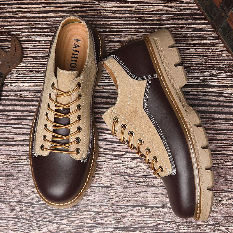 Genuine Leather Retro Tooling Men's Casual Leather Shoes Trendy