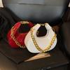 New High-end Fashion Solid Color Patent Leather Chain Crescent Bag Portable Shoulder Women's Bag