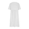 Women's Color Loose Waist Mid Length Dress Cotton Linen Round Neck Dress