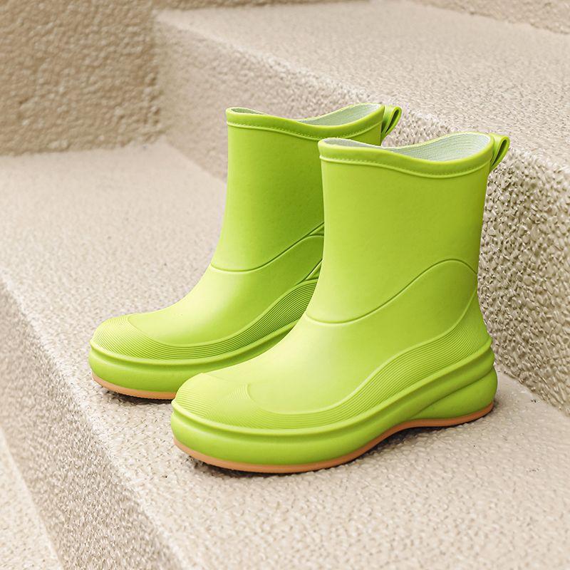 

Водонепроницаемые женские новые резиновые сапоги до середины икры 2025 года Нескользящие водонепроницаемые водные туфли для кухни Прочная износостойкая обувь 40