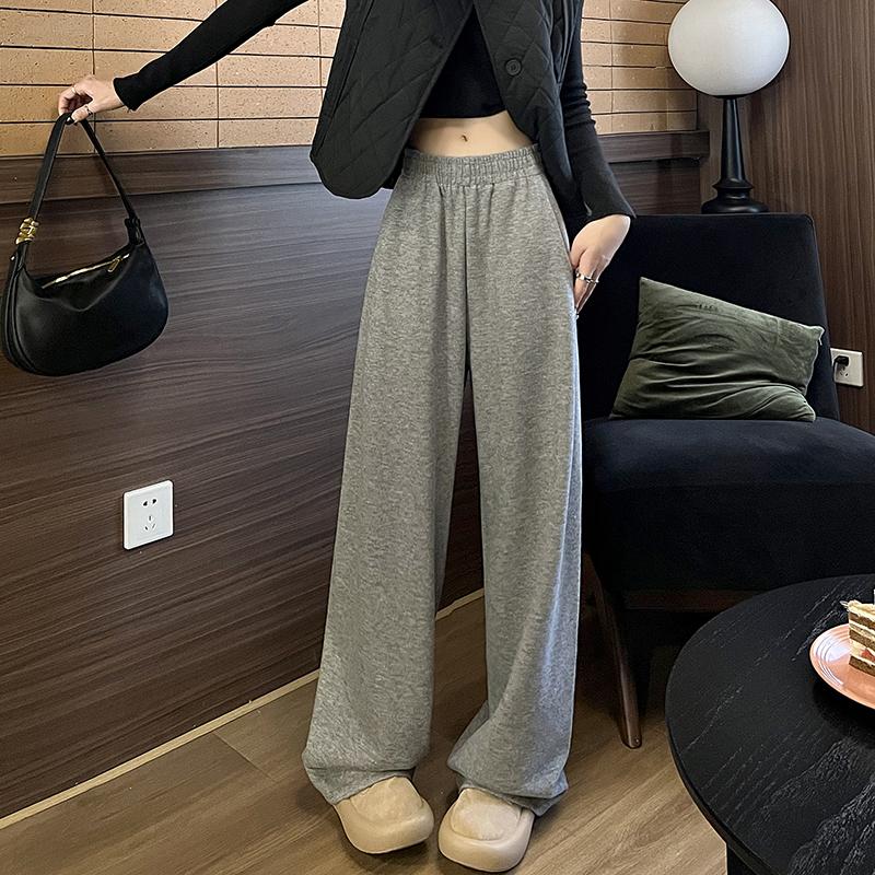 

Женские флисовые теплые брюки свободного кроя с высокой посадкой и широкими штанинами, зимние повседневные спортивные брюки, расклешенные брюки для отдыха XXL серый