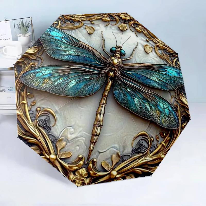 Dragonfly Artwork Design 8-Frame for Travel, Camping, Casual Lightweight Portable Umbrella, Essential for Every Family Holidays Birthday Gift