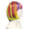 Rainbow Colorful Synthetic Party Wig Short Straight Anime Bob Hair for Women Cosplay Costume Female Party Accessory