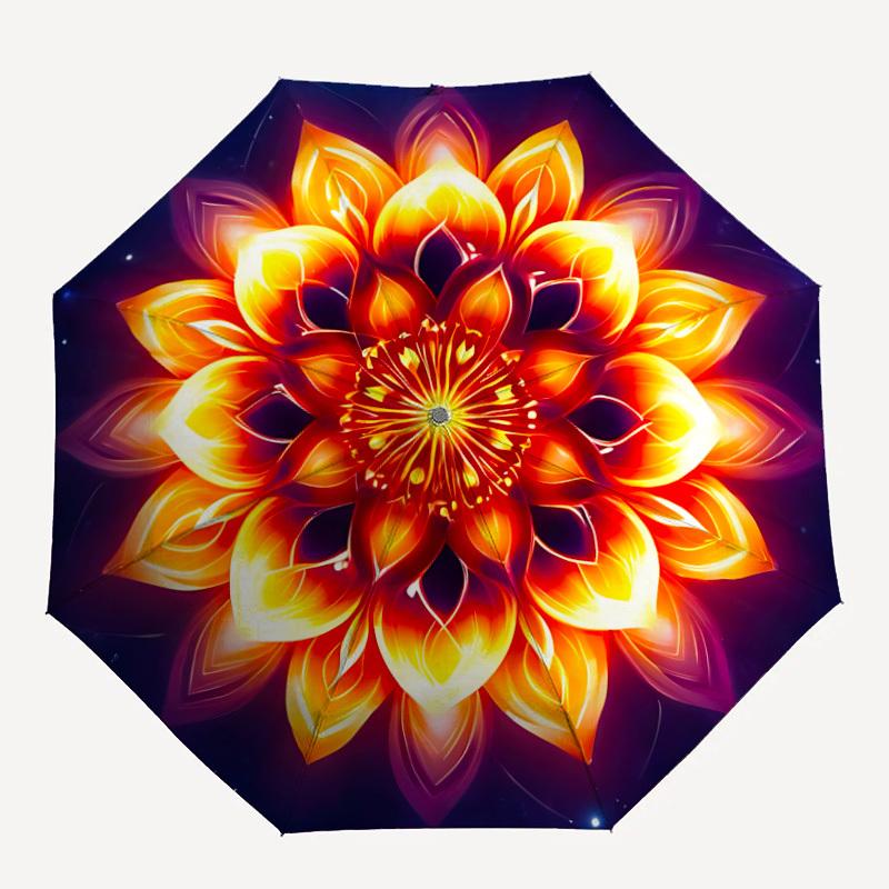

1PC Flower Mandala Automatic Open/close, All-Season Portable Folding Umbrella for Women & Men yy250919143