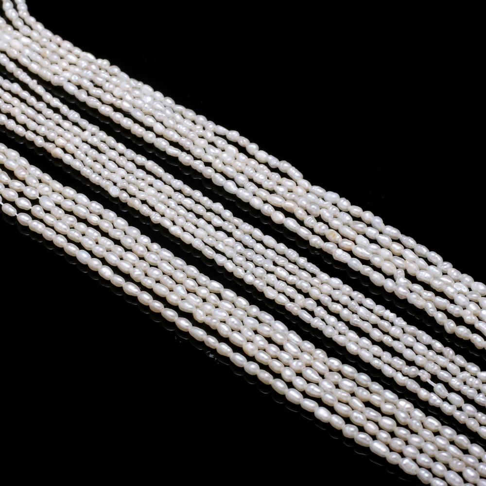 1String, White Natural Freshwater Pearls, Rice Shape Pearl Beads, 2–2.5 Mm, for DIY Necklace Accessories, Valentine's Day Gifts, 36cm