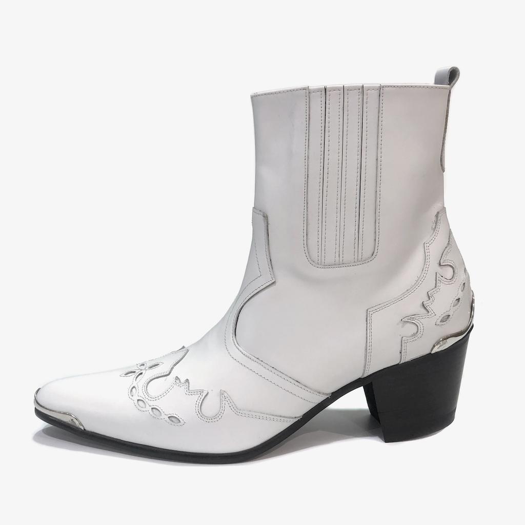Joenshoe Cadenza Western Heel Boots White