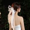 1Pc Chiffon Versatile Bow Hair Clip Bride Pearl Sweet Netting Hair Clip Veil